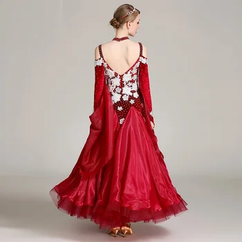 Lady Pramoginių Šokių Suknelė Ilgomis Rankovėmis Diamond Šokio Kostiumai Mergaitėms, Modernia Dėvėti Moterų Šokio Spektaklis Dėvėti D0759