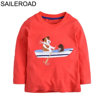 SAILEROAD 2-7age Gyvūnų Šunų Marškinėliai su ilgomis Rankovėmis Berniukų Viršūnes 2020 Vaikas sportinius Marškinėlius, Rudenį, Vaikai Marškinėliai Vaikams Drabužių