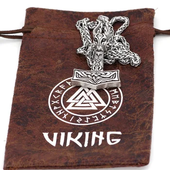 Vyrai viking amuletas ožkos kaukolę odin thor hammer Mjolnir pakabukas karoliai-su dovanų maišelis