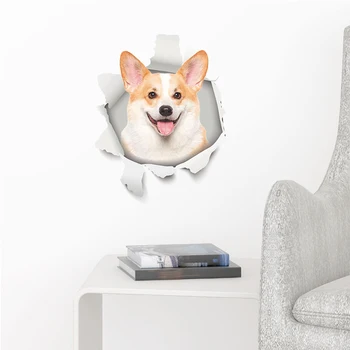 3D Vaizdas Šunys, Katės Skylę Sienų Lipdukai Tualetas, Vonios kambarys, Papuošalai PVC Namų Virtuvės Kambario Dekoro Sienos Šaldytuvas jam prilygintą išsilavinimą Meno, Lipdukai