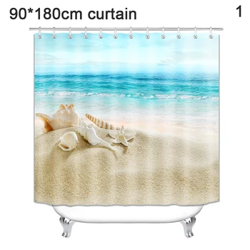 3D skaitmeninė spauda Paplūdimio žvaigždė dušo užuolaidos aukštos kokybės vonios kambario produktai su kabliu vandeniui apdailos vonios kambarys