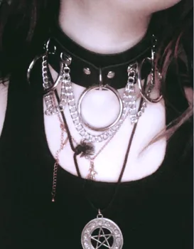Odos Choker apykaklės moterų goth punk choker grandinės sidabro spalvos harajuku Apykaklės Seksualus Veganų chocker nelaisvėje festivalis papuošalai