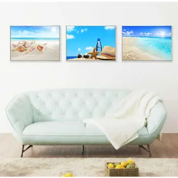 YUMEART Drobė Meno Lukštais Drift Butelis Spaudinių Paplūdimio Vaizdu Sienos paveiksl Jūros Žvaigždė Myli Sienų Papuošimai Kūrinys Giclee Paintin