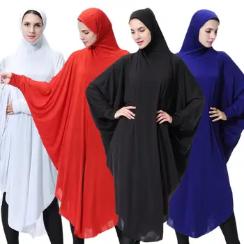 Csual Moterų Arabų Musulmonų Abaja Kietas vientisas Orinės Hijab Malda Kaftan Skraiste Suknelė su Skarelė