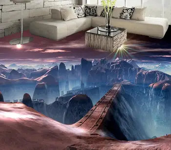 3D grindų dekoras užsakymą Žaidimo scenos tiltas 3d grindų dažymas, neslidžia vandeniui lipni aukšte tapetai