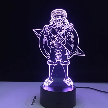 VIENAS GABALAS Monkey D. Luffy Pav Vaikai Naktį Šviesos diodų (LED Baterija Palieskite Jutiklio naktinė lempa Namų Dekoro 3D Lempos
