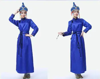 Mėlyna Balta ilgai mongolų skraiste moterų 2020 naują Pavasario angokraščių Tradicinių Tautinių Šokių Drabužių Mongolija veiklos Kostiumas