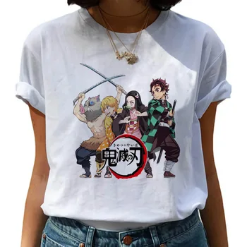 Unisex Anime Demon Slayer Marškinėliai Kimetsu Nr. Yaiba Tee Laiškas Spausdinti Marškinėlius Viršų trumpomis Rankovėmis Palaidinė Paauglių