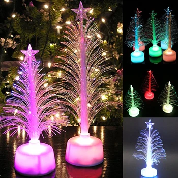 LED Light-up Mini Kalėdų eglutę Spalva Optinio Pluošto su Top Star Stalo Dekoro Varomas Spalvinga christma medžio apdaila