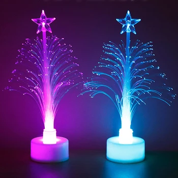 LED Light-up Mini Kalėdų eglutę Spalva Optinio Pluošto su Top Star Stalo Dekoro Varomas Spalvinga christma medžio apdaila