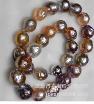13-kaip 14mm pietų jūros baroko spalvotų perlų vėrinį 18inch 925s KKK