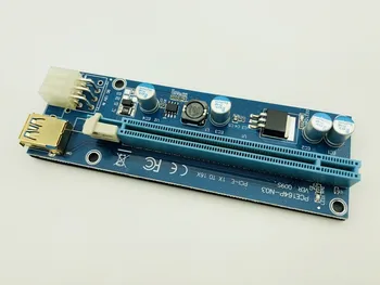 10VNT Aukso VER009S PCI Express PCIE PCI-E Riser Card 009s Molex 6Pin į SATA 1X 16X USB3.0 Extender Adapteris LED už BTC Kasyba