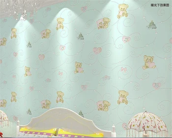 Beibehang miegamojo tapetai freskomis Gražus neaustinių iškilumo animacinių filmų lokys, lokiai meilės 3d kambario tapetai tėtis peint freskos 3d