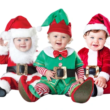 2020 m. Aukštos Kokybės Vaikiška Kalėdų Cosplay Nustatyti Kalėdų Senelio Kostiumus, Kūdikių Berniukų, Mergaičių Rezultatų Drabužių su Skrybėlę 90-160CM