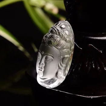 Grynas natūralus baltas kristalų nulipdyta Guanyin PAKABUKAS MENS BALTA KRISTALŲ PAKABUKAS galvos Buda Amuletas