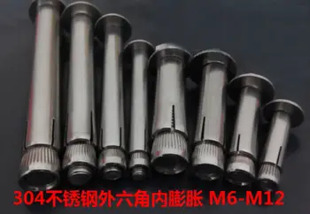 M6 M8 M10 M12 Nerūdijančio Plieno Hex vadovas, vidaus Plėtra Varžtas Šešiabriauniais Varžtais M10 x 80mm (1Pcs)