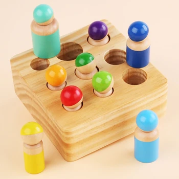 Mediniai Montessori Žaislas Traukimo Medienos Lėlės Formos Atitikimo Dydis Pažinimo Ankstyvasis ugdymas Švietimo Žaislai Berniukams, Mergaitėms