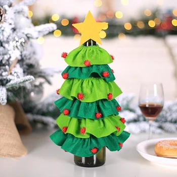 Kalėdų Eglutė Dizainas Vyno Butelį Dangteliu Atostogų Dangtelį Nustatyti Kalėdų Vakarėlį Šventinį Stalą Apdaila