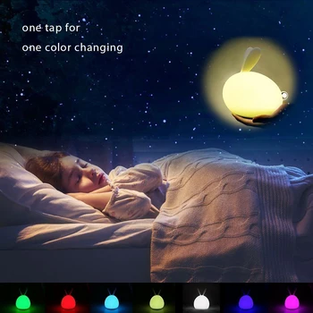 DONWEI Kūdikio Miegamojo Triušis led Nakties šviesos Pritemdomi Vaikų Spalvinga Silikono Naktį Lempos Animacinių filmų Dekoratyvinės Lempos Kūdikių Dovanų