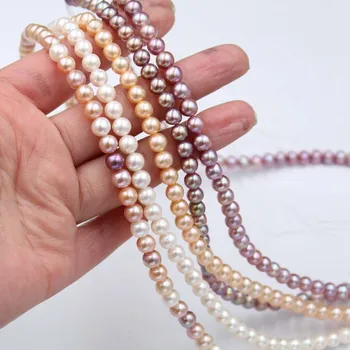 Nemokamas pristatymas 3A Apvalios formos gamtos Kultūringas Gėlavandenių Perlų 3mm-10mm įvairaus dydžio Perlų gija perlų karoliai, papuošalai