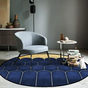 Modernus minimalistinis golden desert mėlyna kaktusas gyvenimo kambario, miegamasis, neslidžia apskrito kilimėlis kilimas