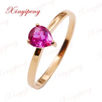 Xin yi peng 18 k rose aukso inkrustacijos gamtos rožinė safyro žiedas, moteris žiedas ,mados paprasta ir lengva