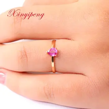 Xin yi peng 18 k rose aukso inkrustacijos gamtos rožinė safyro žiedas, moteris žiedas ,mados paprasta ir lengva