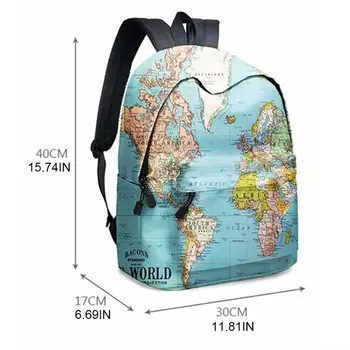 2vnt Pasaulio Žemėlapio Spausdinimas Kuprinė Nešiojamas Daypack Bookbag su Pieštuku Atveju Nustatyti