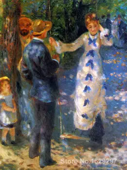 Naftos kopijos drobės Sūpynės (La Balancoire) Pierre Auguste Renoir meno Ranka-dažytos Aukštos kokybės