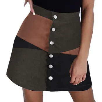 Mados Moterų Sijonas Laisvalaikio formos dugną-Line Sijonas Kratinys Spalvos Bloką Trumpas Mini Sijonas befree aukšto juosmens Paketo Klubo sijonas