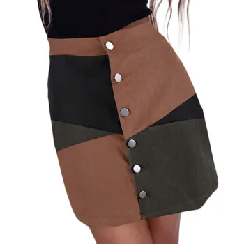 Mados Moterų Sijonas Laisvalaikio formos dugną-Line Sijonas Kratinys Spalvos Bloką Trumpas Mini Sijonas befree aukšto juosmens Paketo Klubo sijonas