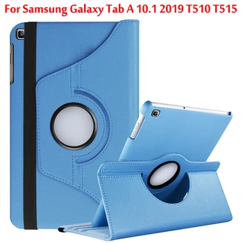 360 Sukasi Case For Samsung Galaxy Tab 10.1 2019 T510 T515 Stovėti PU Odos Padengti SM-T510 SM-T515 10.1 colių Padengti Funda