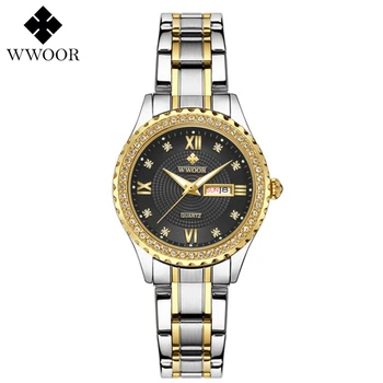WWOOR Moterų, Prabangos Prekės ženklo Žiūrėti Paprastas Kvarcas Lady Vandeniui Laikrodis Moterų Mados Atsitiktinis Laikrodžiai Data, Laikrodis reloj mujer