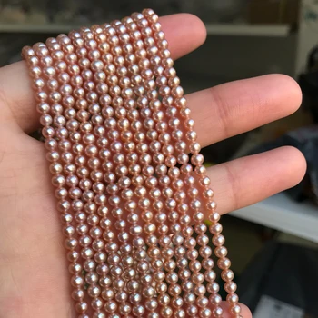 Gėlavandenių Perlų vėrinį Apvalios formos, kurių Dydis 3.5-4mm puikus blizgesį Papuošalai 