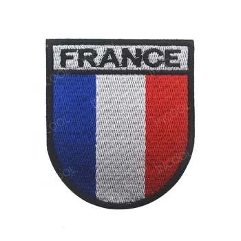 Prancūzijos Vėliava Siuvinėjimo Pleistras Prancūzija Shield Taktinis Karo Pleistrai Emblema Appliques Spartan Peties Siuvinėtos Emblemos