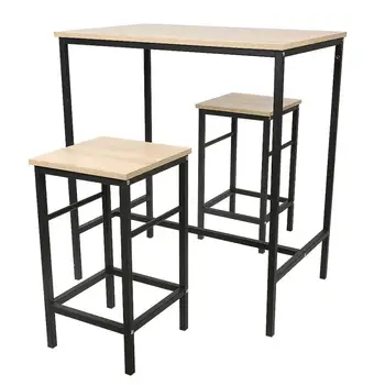 3 Nordic industrial stiliaus valgomasis stalas ir kėdės, dažai, metalo kojomis, svetainė, valgomasis, tyrimas (medžio spalva)