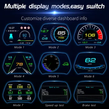 Automobilio Elektroninių HUD Head Up Display OBD2 OBD Universalus Greitis Projektoriaus Ekranas Kuro sąnaudos Temperatūros Diagnostikos Įrankis