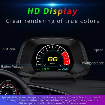 Automobilio Elektroninių HUD Head Up Display OBD2 OBD Universalus Greitis Projektoriaus Ekranas Kuro sąnaudos Temperatūros Diagnostikos Įrankis