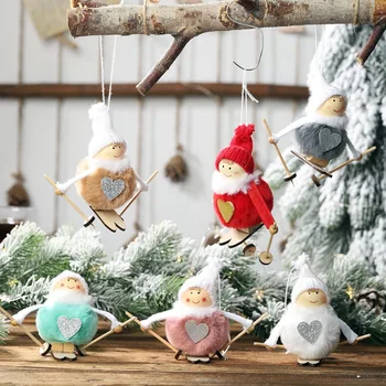 Slidinėjimas Pliušinis Angelas Kalėdų Pakabukas Kalėdinė Dekoracija Pliušinis Lėlės Lašas Ornamentu Atostogų Švenčių Namų Dekoro