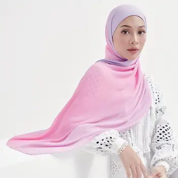 2020 Mados Musulmonų Moterys burbulas šifono Hijab Šalikas Vingiuoti Gradiento spalvos Skarelė Skara islamo apvyniokite galvą rait šalikai
