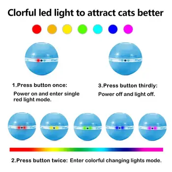 Smart Interaktyvi Katė Žaislai spalvotu LED Savaime Sukasi Kamuolys Su Varpeliu Ir Plunksna, USB Įkrovimo Katė Ball Žaislas Augintiniai Žaisti Žaislas