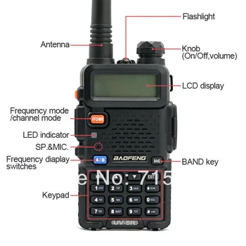 BAOFENG UV 5R VHF136-174MHz& UHF 400-520MHz Dual Band Radio Free Ausinės Baofeng UV-5R walkie talkie 5w Dual display už automobilį