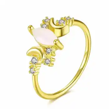 Moterų White Opal Mėnulio Akmens Žiedas Mados 925 Sidabro Vestuvių Papuošalai Žada Meilę, Sužadėtuvių Žiedai Moterims Diamond Band