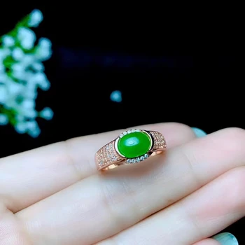 KJJEAXCMY boutique papuošalus 925 sterlingas sidabro inkrustacijos natūralus žaliasis jaspis akmuo moterų žiedas paramą nustatymo