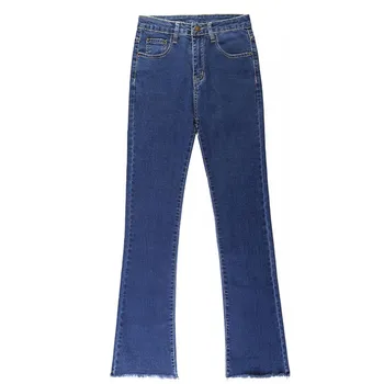 Gowyimmes Rudenį Moterys Kutas Džinsinio audinio Kelnės Kulkšnies Ilgio Džinsai Pločio Kojų Aukšto Juosmens Blyksnius Ziajać Lady Blue Jeans Kelnės Karšto PD106