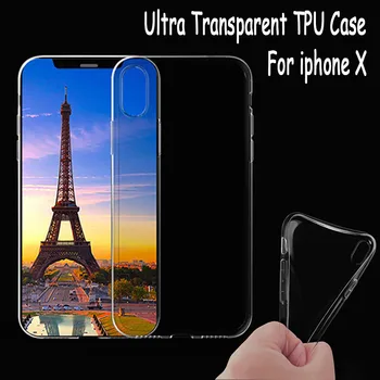 10vnt Aukščiausios Kokybės Ultra Clear TPU case For Iphone X Ultra Clear TPU atveju minkšto silikono atveju didelės skaidrios atveju atgal