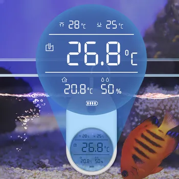 Namų Mini Kambario Temperatūros Vandens Su Zondas Akvariumo Termometras LCD Ekranas Klijų Didelis Tikslumas Drėgmėmačiu 3 1. Žuvų Bakas