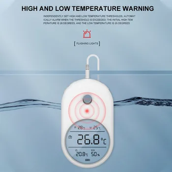 Namų Mini Kambario Temperatūros Vandens Su Zondas Akvariumo Termometras LCD Ekranas Klijų Didelis Tikslumas Drėgmėmačiu 3 1. Žuvų Bakas