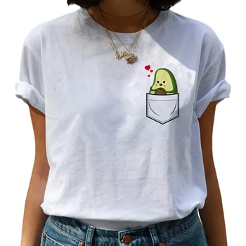 Avokado Veganų moteriški marškinėliai Kawaii Harajuku Grafinis marškinėliai trumpomis Rankovėmis Mielas 90s T-shirt Mados Grunge Viršuje Tee Moteris