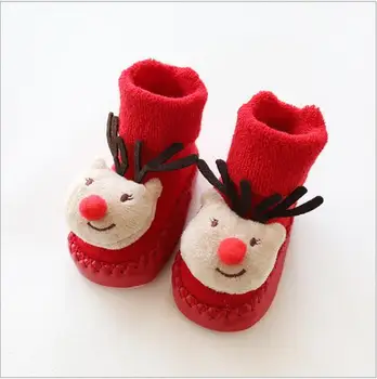 Rudenį, žiemą kūdikių kojinės storio trimatis naujagimiui terry kojinės animacinių filmų Chirtmas vaikų grindų kojinės